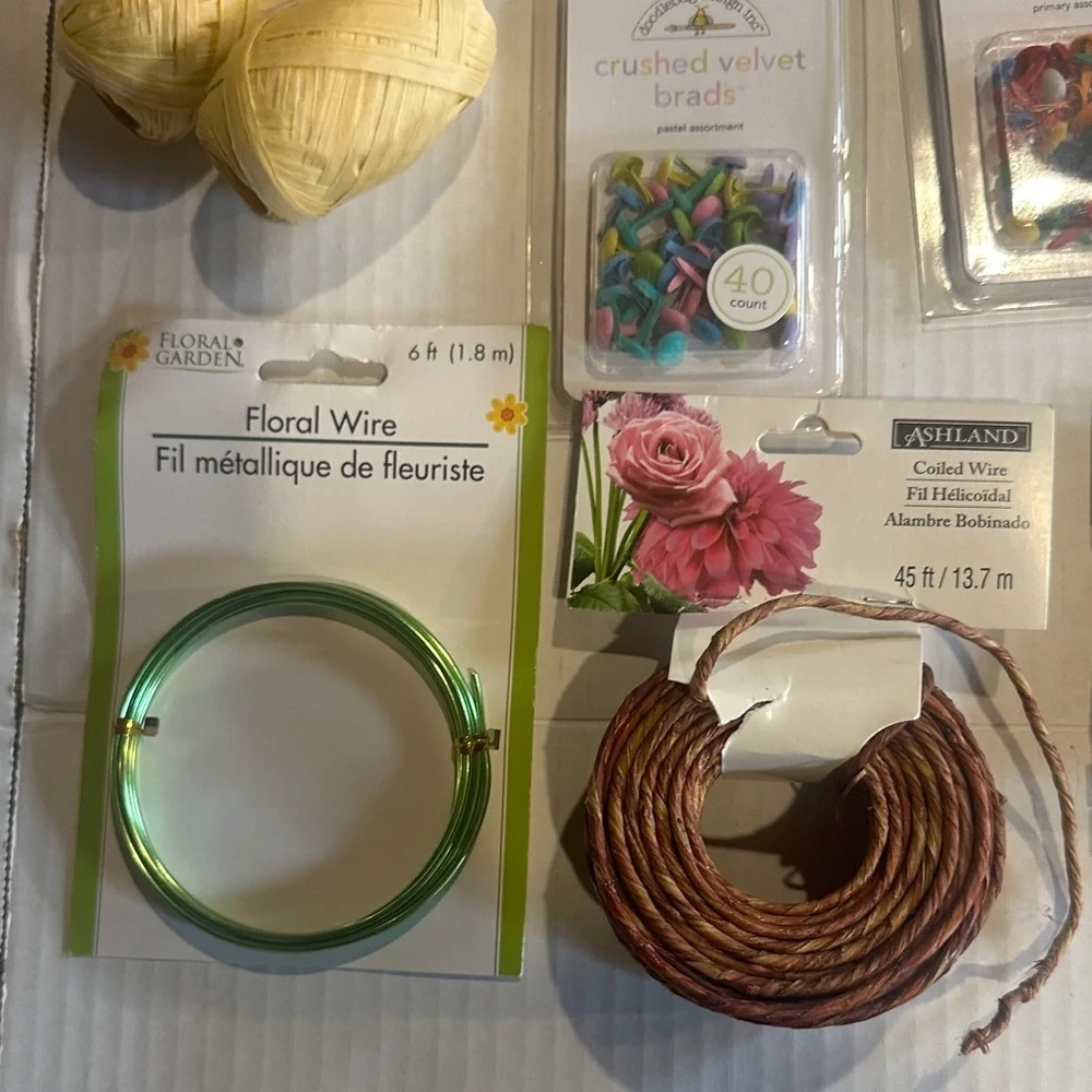 NWT Assorted Home Party craft Supplies Set with tulle ribbon brads stick ons